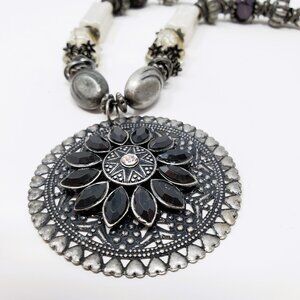 Vintage-Inspired Statement Necklace with Mandala Pendant